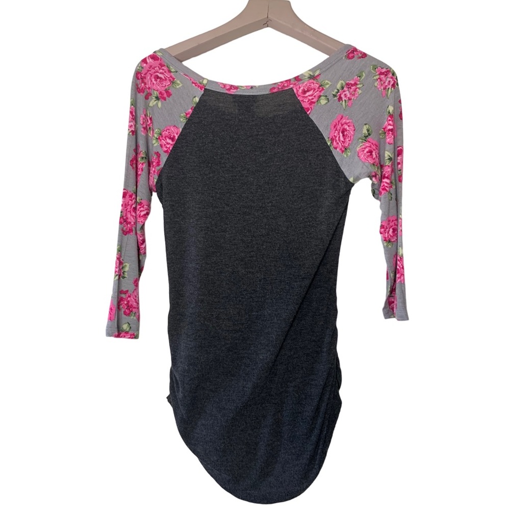 Rue21 Brand Floral Quarter Sleeve & charcoal Shirt